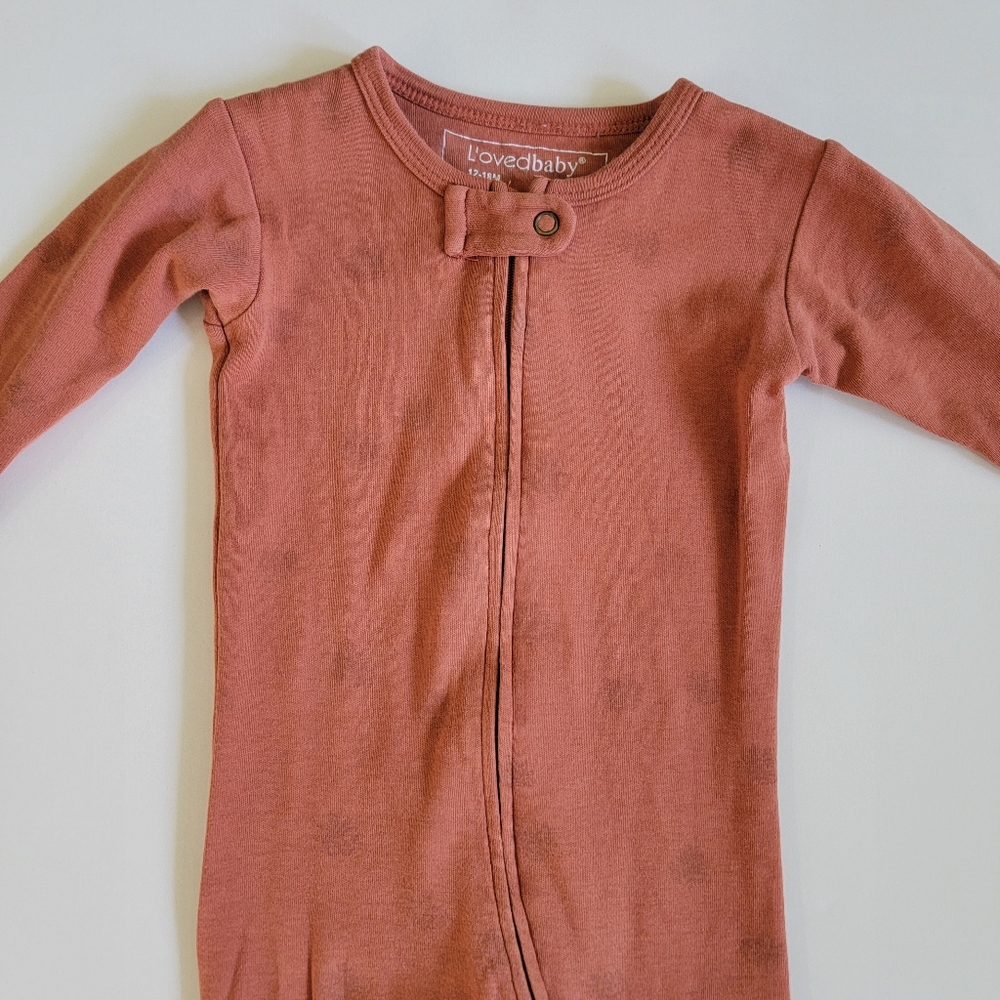 12-18M L'ovedbaby Rust Pinecone Zipper Footie - Picture 3 of 6